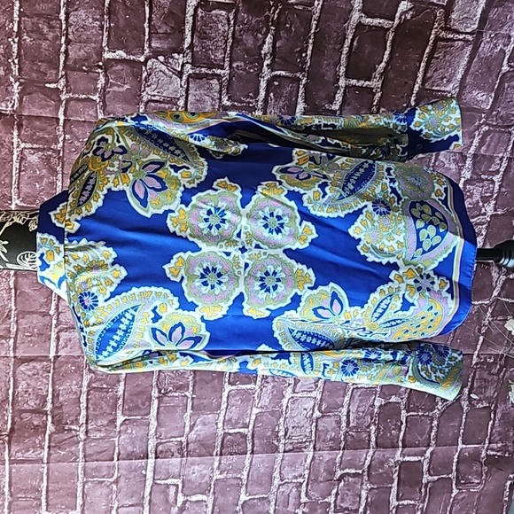 Zara Bohemian Colorful Abstract Button Down Blouse size Lg - Picture 4 of 9